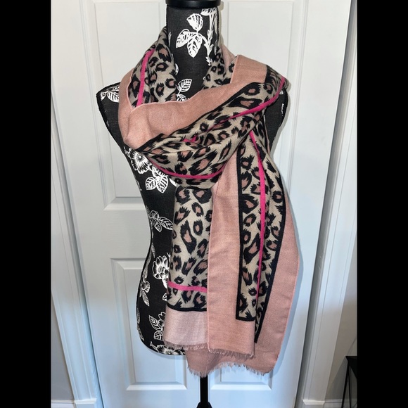 Francesca's Collections Accessories - Pink + leopard print scarf